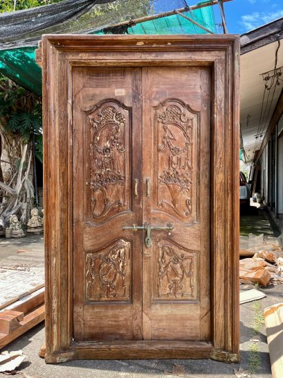 Classic English Carved Old Teak Door