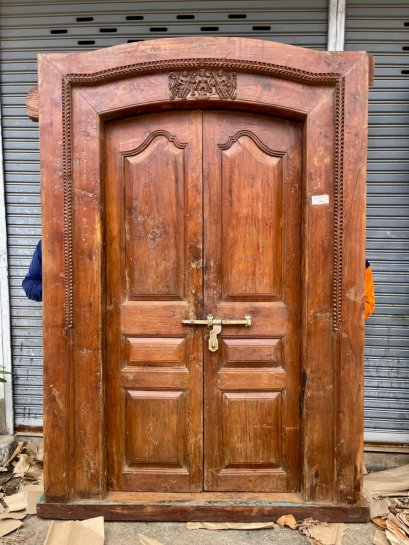 Old English Arch Door with Fine Carving