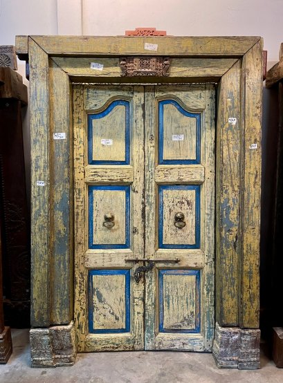 Vintage Wooden Front Door in Rustic Color