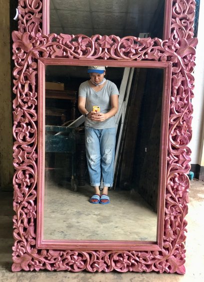 Carved Mirror Frame in Rose Color
