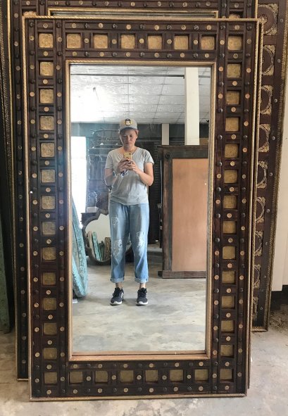 MR57 Classic Indian Mirror with Brass Decor