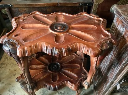 STB5 Wooden Side Table with Carving