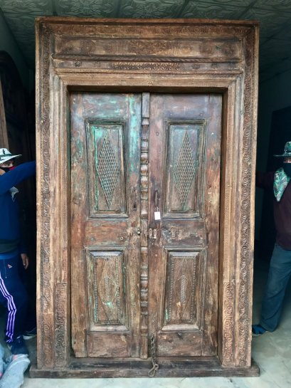 British Colonial Entrance Door with Carving