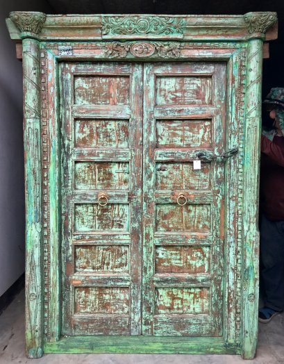 Pleasure Teak Wood Door in Green Color