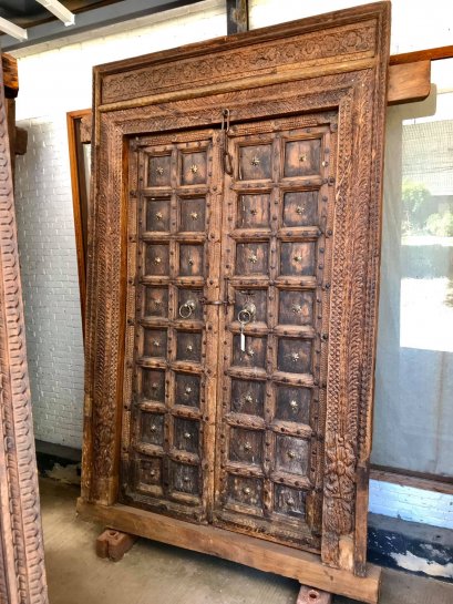 Antique Wooden Door with Brass Stars