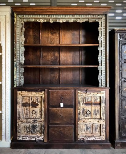 Antique Display Cabinet with 2 Doors 3 Drawers