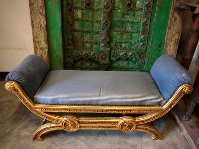 CS12 French Style Bedroom Bench Gray Silk