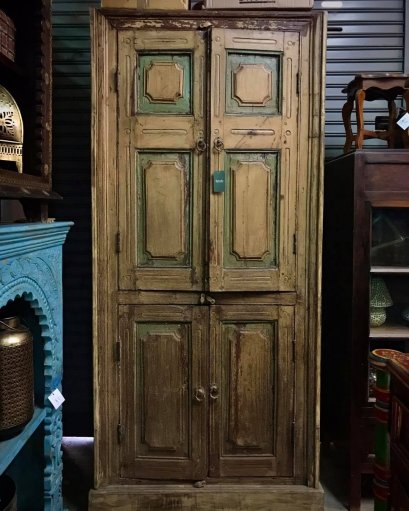 CTL20 ตู้ไม้วินเทจสีเหลืองสี่ประตู