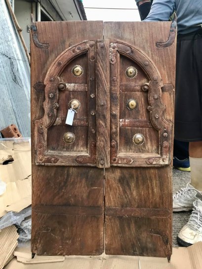 Wall Decor Old Wooden Windows with Brass