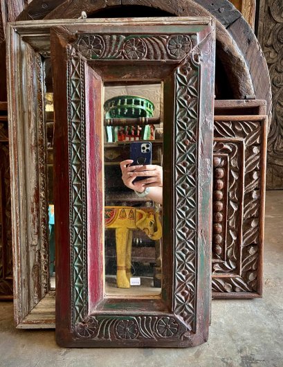 MR20 Mirror Frame with Deep Carving in Washed Green