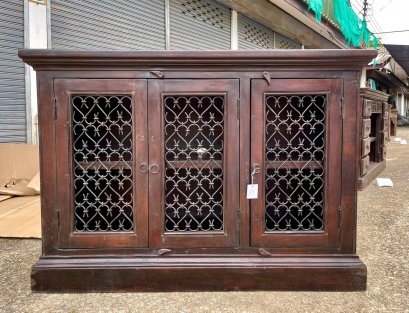 3SB11 Dark Wood Sideboard with Iron Decor