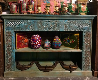 Blue Book Rack with Carving