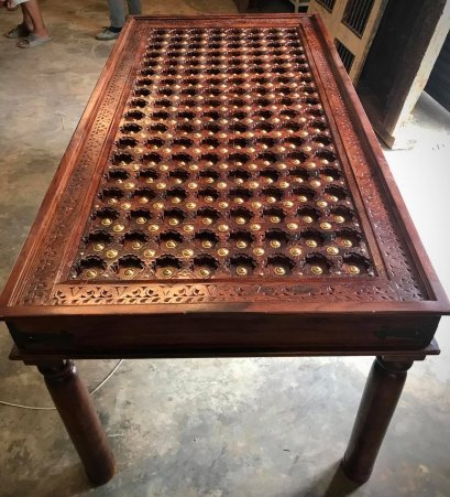Big Dining Table with Brass Decor