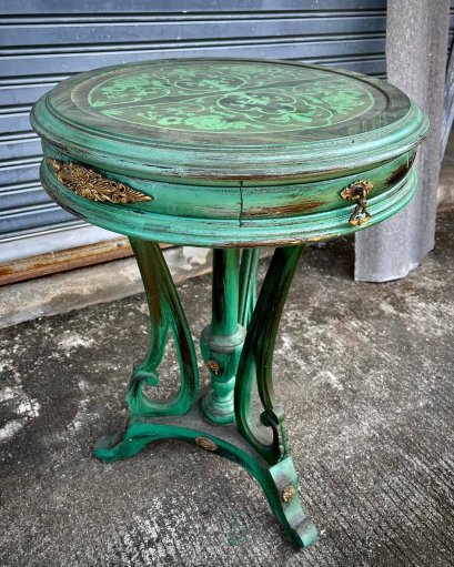 STB1 Green Side Table with Brass