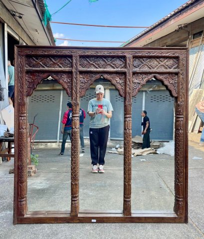 3 Panels Carved Mirror
