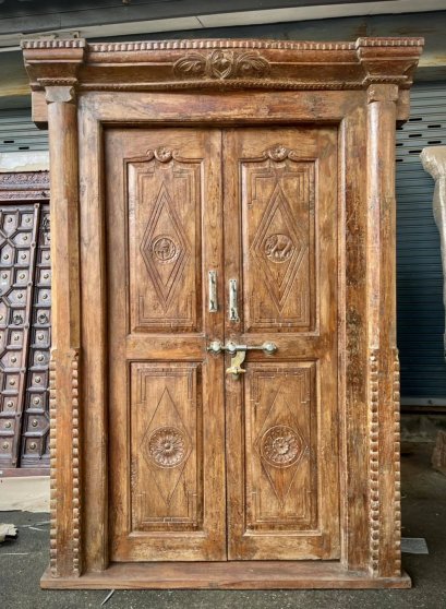 Classic Colonial Carved TeakWood Door