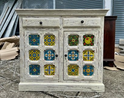 Wooden Sideboard with Ceramic Tiles