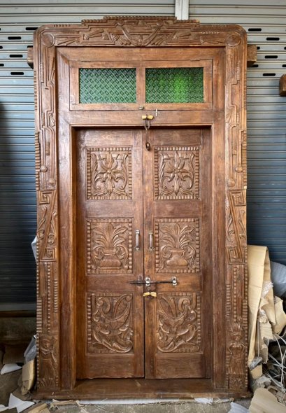 Old Vintage Door with Green Glass