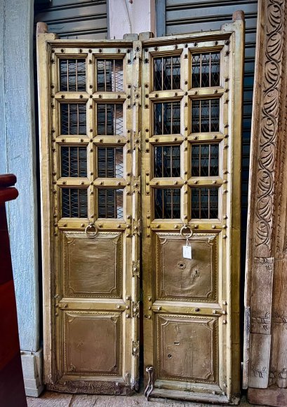 Antique Doors Covered with Brass Sheets and Iron Bars