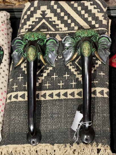BRI11 Hand Casted Brass Elephant Door Handles