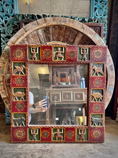 MR79 Hot Red Carved Mirror