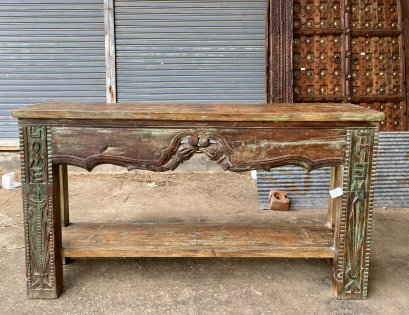 CL60 Antique Console Table in Green Color