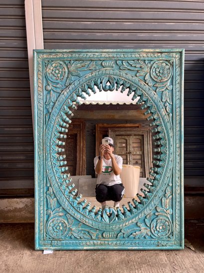 Vintage Wall Mirror in Blue Color
