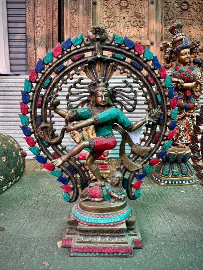 BRI64 Brass Lord Shiva Decorated with Stones