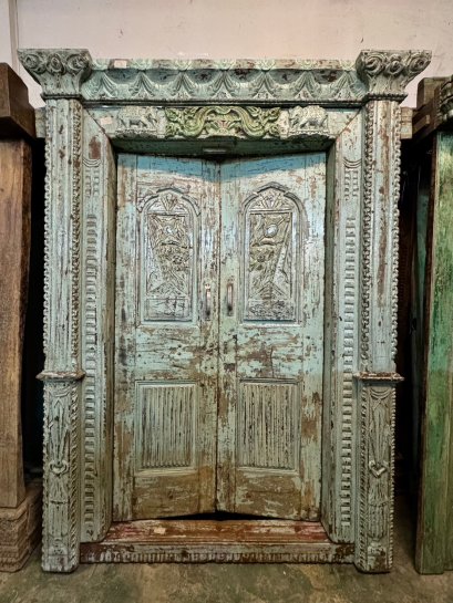 Rustic Blue Wooden Front Door