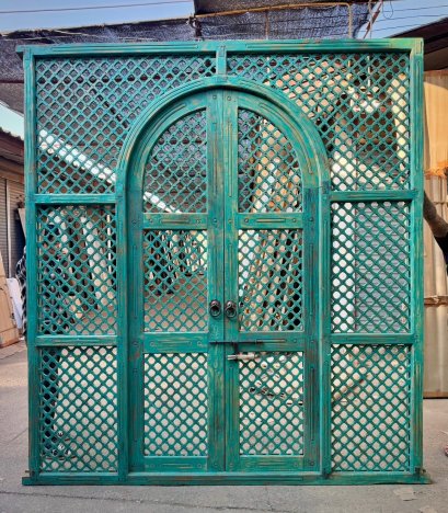 Large Entrance Gate Door in Vintage Green