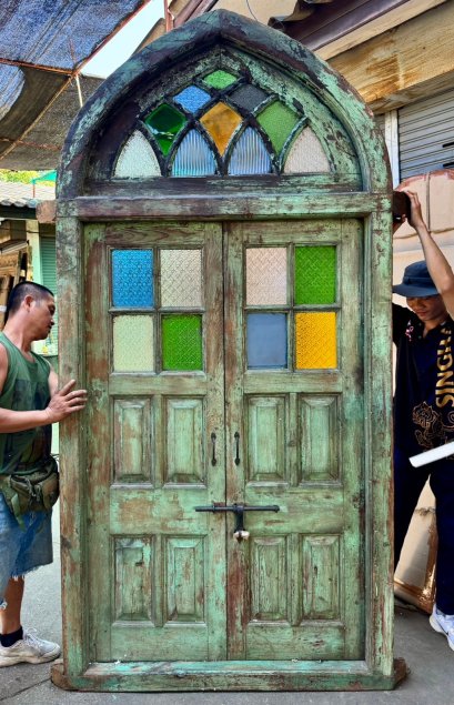 Beautiful vintage Green glass Door