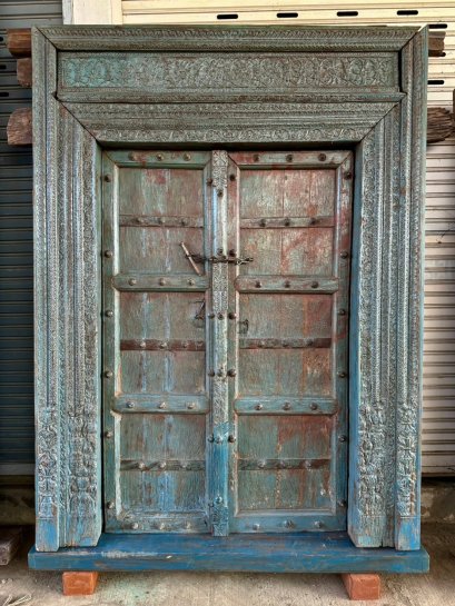 Vintage Blue Home Entrance Door