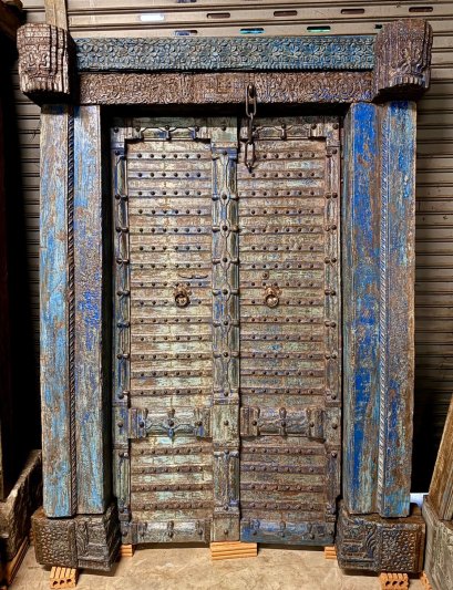 Authentic Indian Gujarati Door in Blue Color