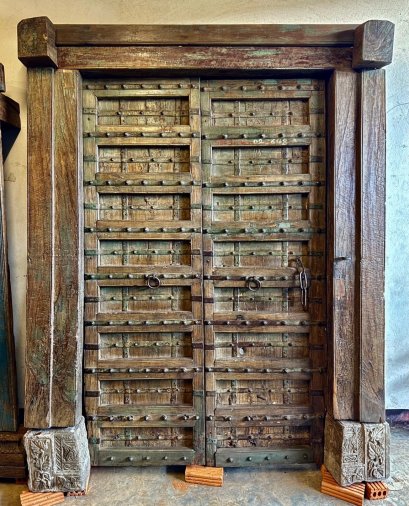 Stunning Large Front Door with Old Green Tint