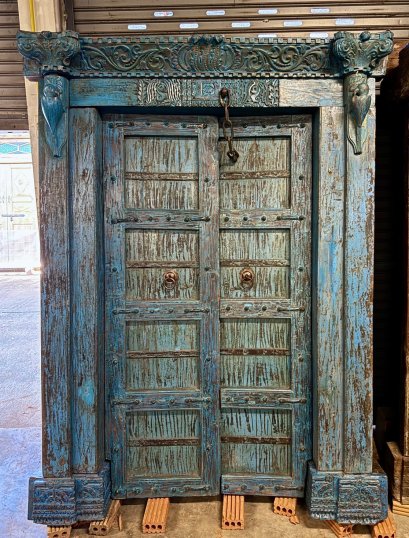 Amazing Patina Colonial Door with Brass Flowers