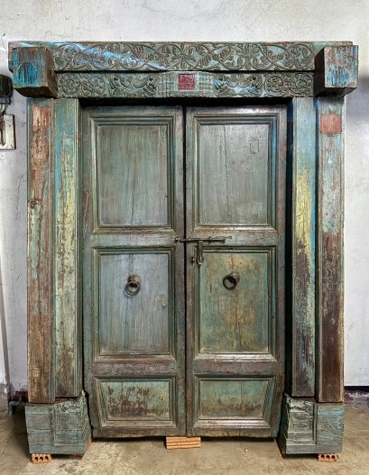 Vintage Wooden Door with Iron Decor
