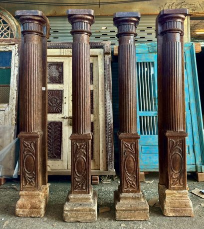 เสาเก่าโบราณทรงดอริคสีไม้ธรรมชาติสวยคลาสสิค