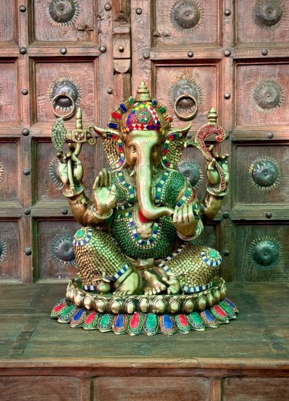 พระพิฆเนศทองเหลืองปางเสวยสุข