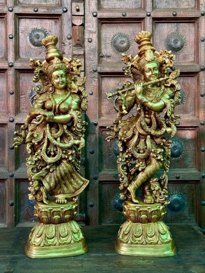 Brass Statues of Radha and Krishna Full Details