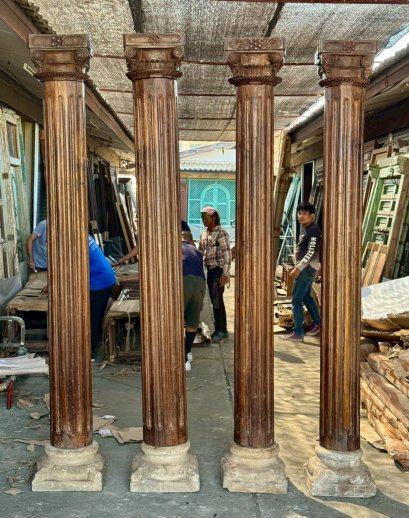 Antique Wooden Pillars Set of 4