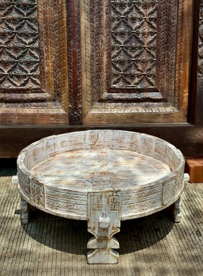 Wooden Side Table Rustic Green Color