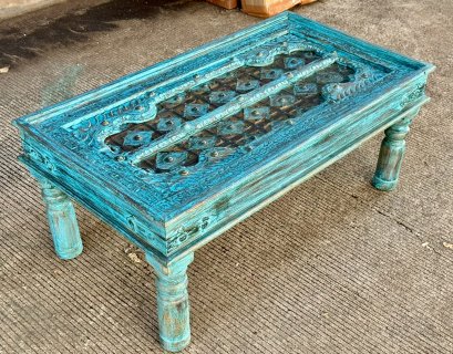 CT24 Square Coffee Table with Embossed Brass Decor