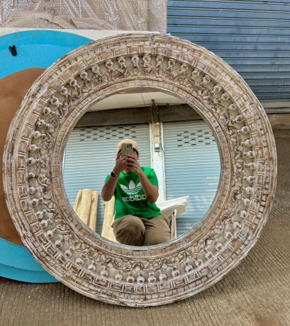 Wooden Wall Mirror with Storage