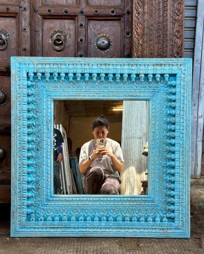Wooden Mirror with Storage