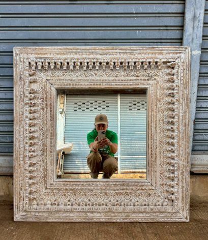 Wooden Mirror Horse Heads with Storage