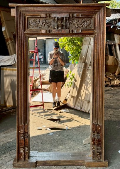 Vintage Arch Wooden Wall Mirror
