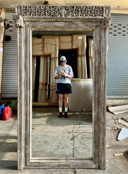 Dark Solid Wood Carving Mirror