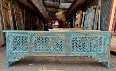 CL77 Gorgeous Blue Carved Console Table
