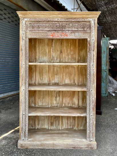 Distressed White Display Cabinet