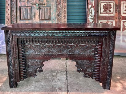 Solid Wood Console Table with Carving